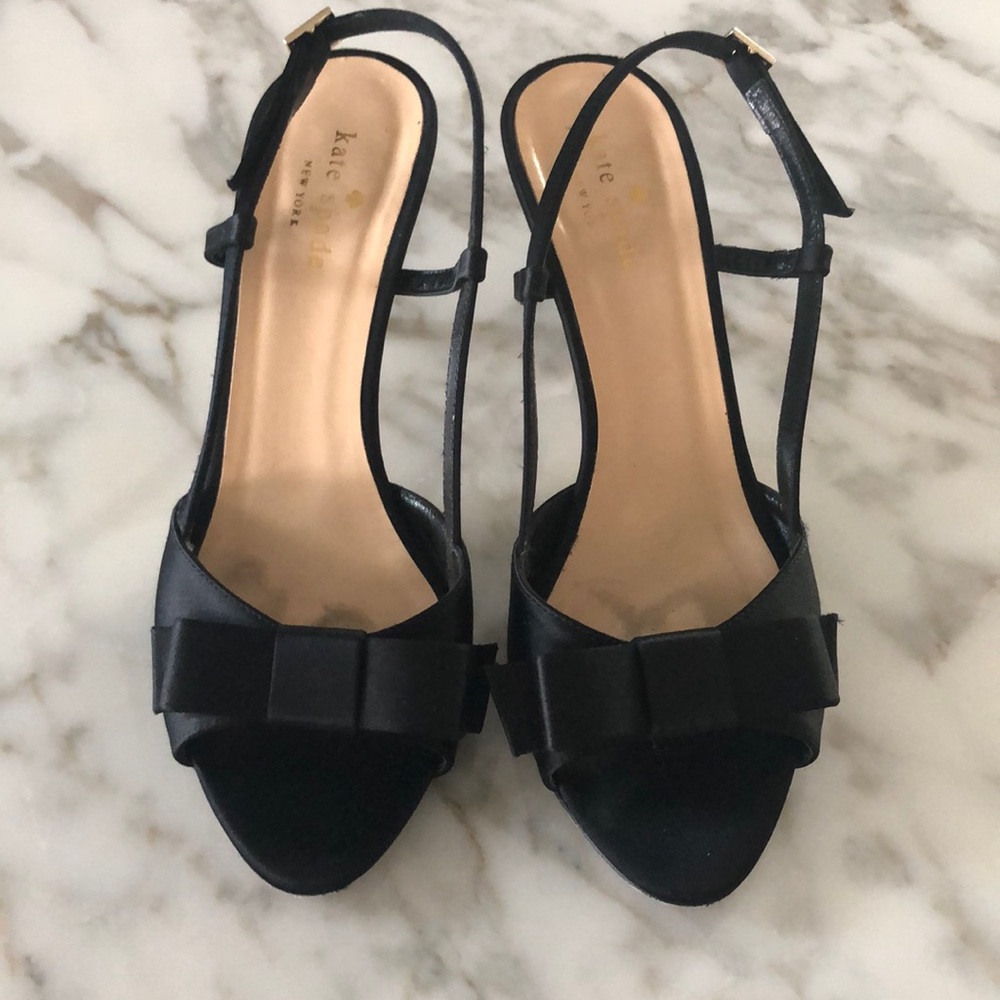 Kate spade 8b black satin heels excellent